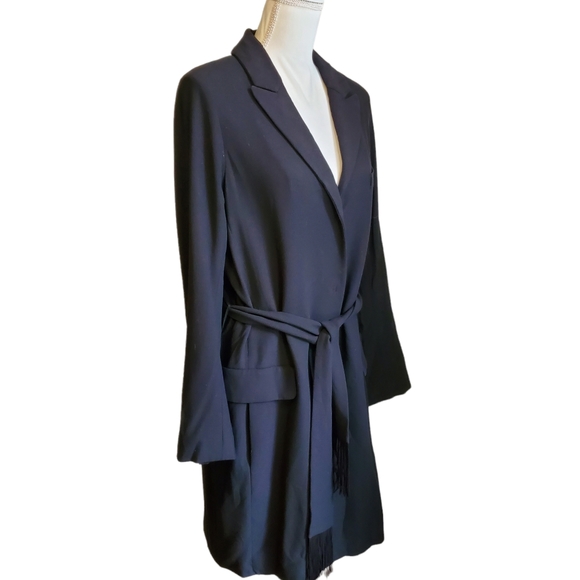 Annette Gortz Modern Hidden Butyon Belted Long Coat Jacket - Picture 4 of 8